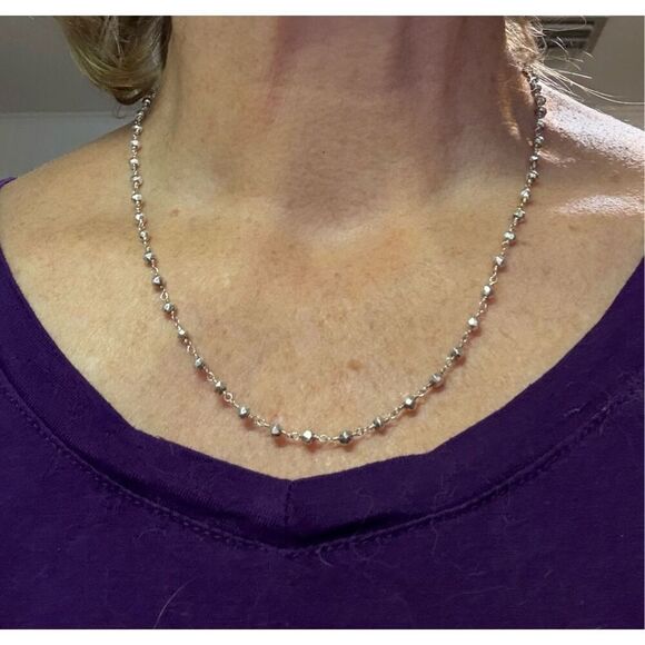 Silver Spark Pyrite Necklace, 18”, NEW, Handmade - Picture 1 of 7